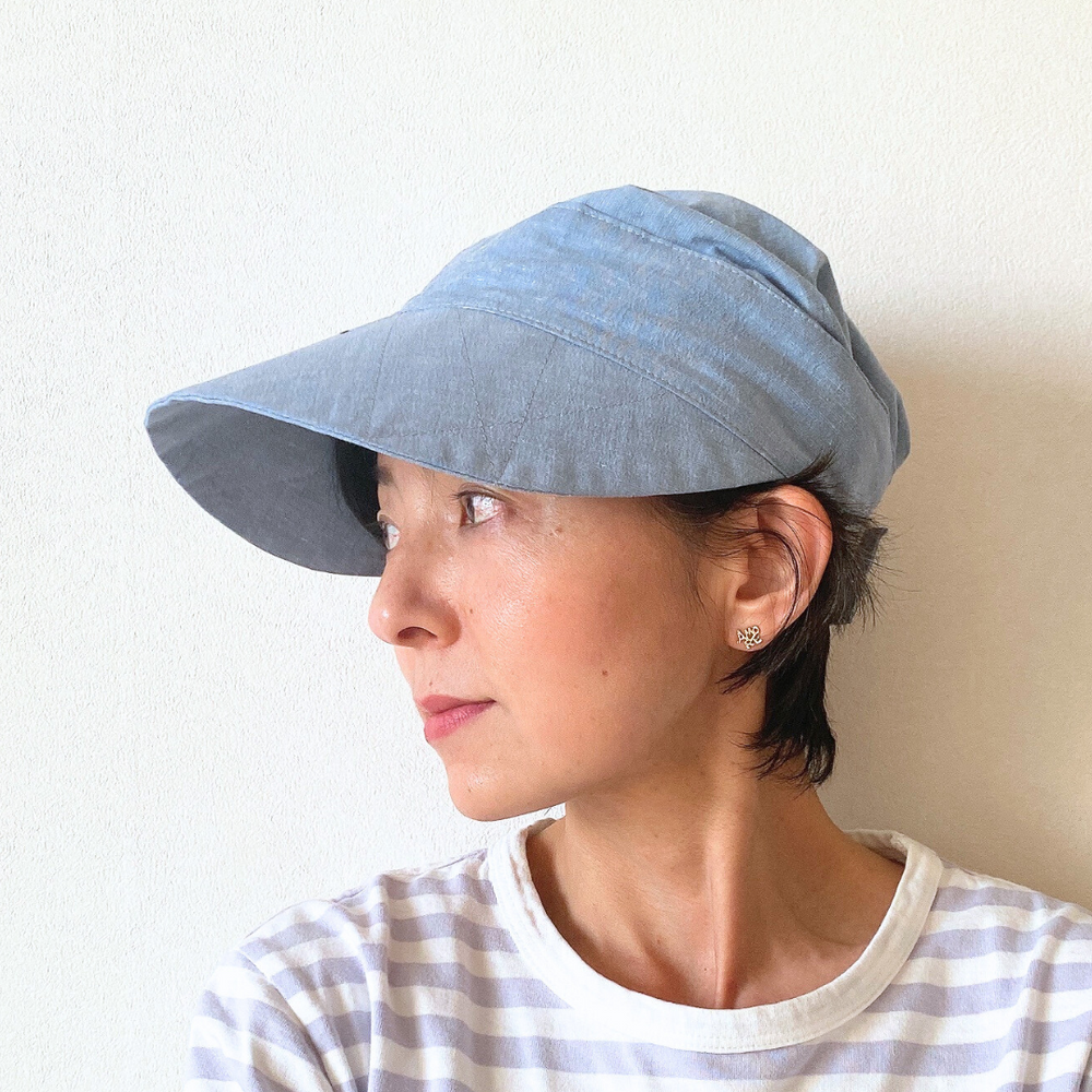帽子にもなるサンバイザー：日除け つば3種類 2WAY フリーサイズ つば3