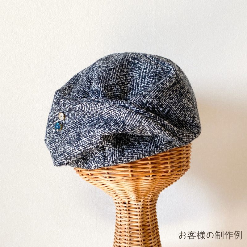 2種類作れるお得なリボンベレー：大きなリボン＆シンプル　可愛いベレー帽　型紙　商用利用可