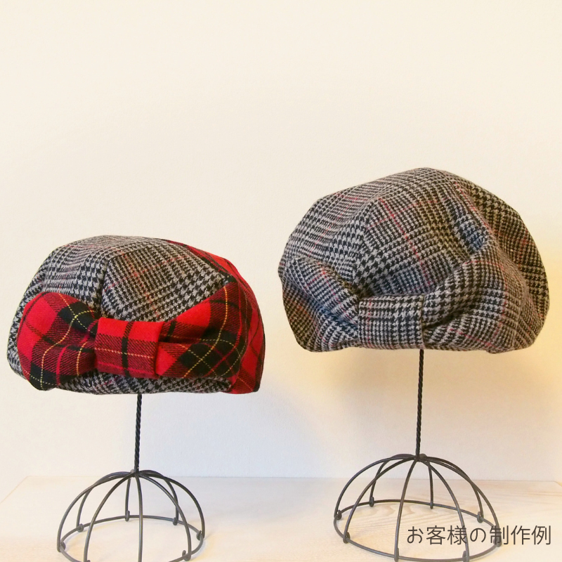 2種類作れるお得なリボンベレー：大きなリボン＆シンプル　可愛いベレー帽　型紙　商用利用可